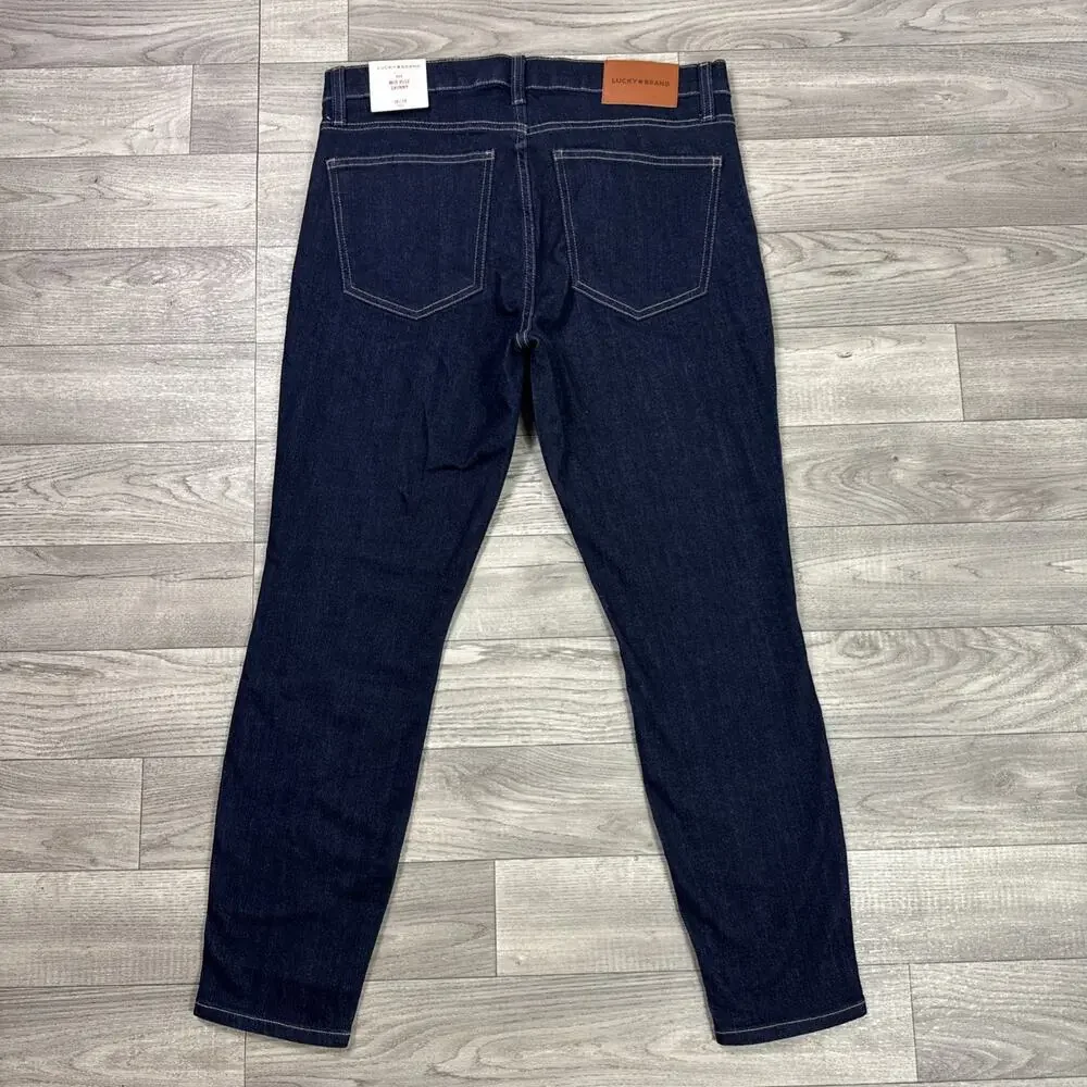 Lucky Brand Ava Mid Rise Skinny Denim Jeans Dark Wash sz 10/30 Ankle